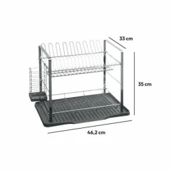Egouttoir, Planche À Découper|ATMOSPHERA Egouttoir en métal 2 niveaux (50 x 30 cm) Actual Gris