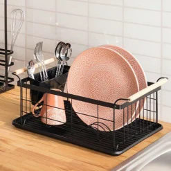 Egouttoir, Planche À Découper|ATMOSPHERA Egouttoir en métal (46 x 32 cm) Blackwood Noir