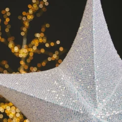 Déco Et Objet De Noël|KAEMINGK Etoile de Noël à suspendre (D80 cm) Christmas pailleté Irisé Blanc irisé