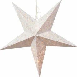 Déco Et Objet De Noël|Déco Et Objet Lumineux|KAEMINGK Etoile lumineuse à suspendre (H60 cm) Origami Blanc et Blanc chaud