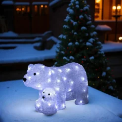Déco Et Objet Lumineux|Feeric Lights & Christmas Famille d'ours polaire solaire 60 LED (H25 cm) Blanc froid