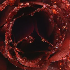 Décoration De Sapin|KAEMINGK Fleur décorative sur pince (D8,5 cm) pailletée Bordeaux