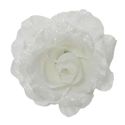 Décoration De Sapin|KAEMINGK Fleur décorative sur pince (D12 cm) Scintillant Blanc