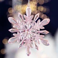 Décoration De Sapin|KAEMINGK Flocon de Neige à suspendre (H14 cm) Glacé Rose