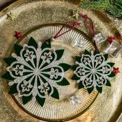 Décoration De Sapin|KAEMINGK Flocon de neige à suspendre (D15 cm) Chic pailleté Vert