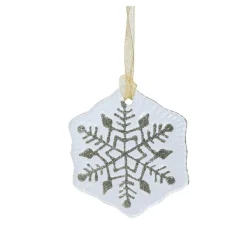 Décoration De Sapin|KAEMINGK Flocon de neige en verre (D7 cm) Argentière pailleté Blanc