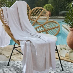 Linge De Bain|Fouta|L'effet papillon Fouta coton et éponge (95 x 180 cm) Naël Corail Orange