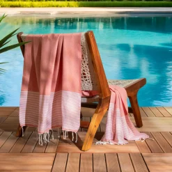 Linge De Bain|Fouta| Fouta coton recyclé (100 x 200 cm) Océane Corail Orange