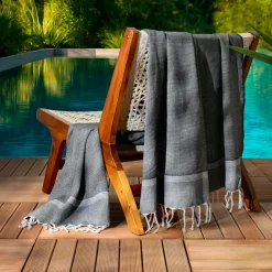 Linge De Bain|Fouta| Fouta coton recyclé (100 x 200 cm) Beach e Noir