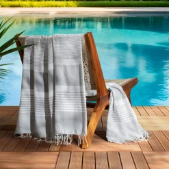 Linge De Bain|Fouta| Fouta coton recyclé (200 x 200 cm) Summer e Gris