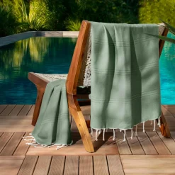 Linge De Bain|Fouta| Fouta coton recyclé (100 x 200 cm) Sunshine Vert kaki