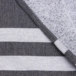 Linge De Bain|Fouta| Fouta coton recyclé doublé éponge (100 x 200 cm) Coralia e Noir