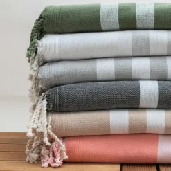 Linge De Bain|Fouta| Fouta coton recyclé doublé éponge (100 x 200 cm) Coralia Corail Orange