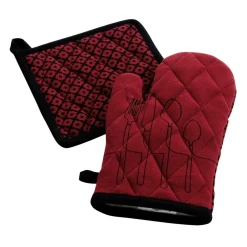 Accessoire Cuisine|DOUCEUR D'INTERIEUR Gant et manique coton recyclé Cuisiline Bordeaux