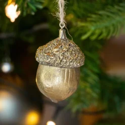 Décoration De Sapin|KAEMINGK Gland de Noël à suspendre (H8 cm) Chêne d'antan Or