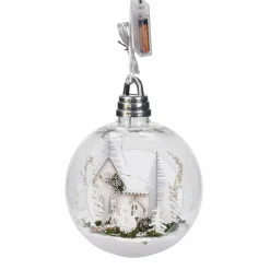Déco Et Objet De Noël|KOOPMAN Grande Boule lumineuse à piles (D20 cm) Maison Blanc chaud