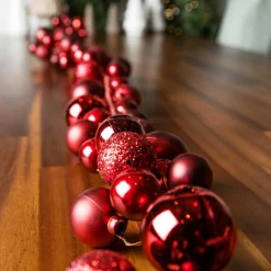 Guirlande Déco|Guirlande De Sapin|KAEMINGK Guirlande de Noël (180 cm) Boules de Noël Rouge