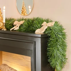 Sapin Grande Taille|Guirlande En Sapin Artificiel|FEERIC LIGHTS Guirlande de sapin (270 cm) Nœuds de jute Naturel