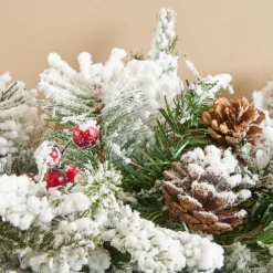 Sapin Grande Taille|Guirlande En Sapin Artificiel|Feeric Lights & Christmas Guirlande de sapin (200 cm) Poinsettia luxe Blanc