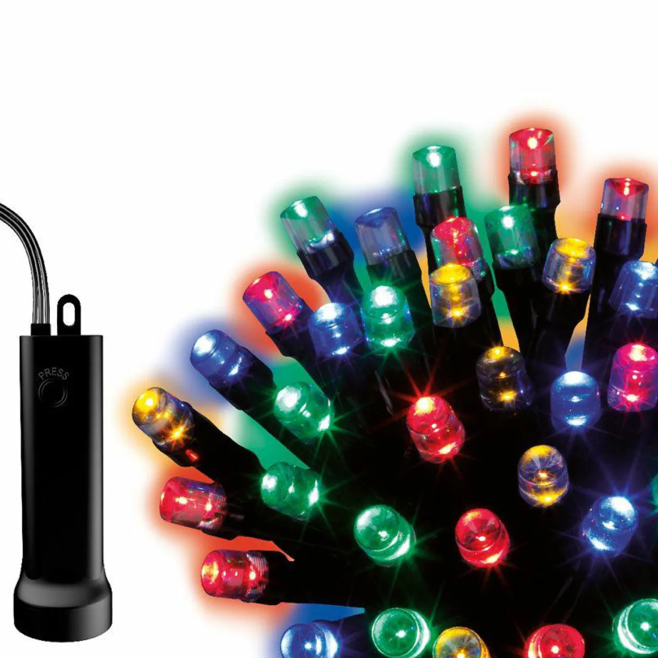 Guirlande Lumineuse|KAEMINGK Guirlande lumineuse à piles 7,10 m 96 LED câble noir Durawise Multicolore Multicolore - câble noir