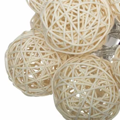 Guirlande Et Déco Lumineuse|ATMOSPHERA Guirlande lumineuse déco à piles 10 boules 1,65 m Rotin Beige
