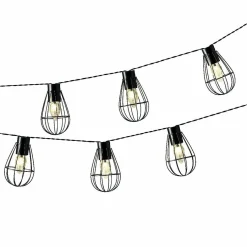 Luminaire Jardin|Eclairage Extérieur|#N/A Guirlande lumineuse solaire en métal 3,5 m 8 LED Indus Blanc chaud Noir