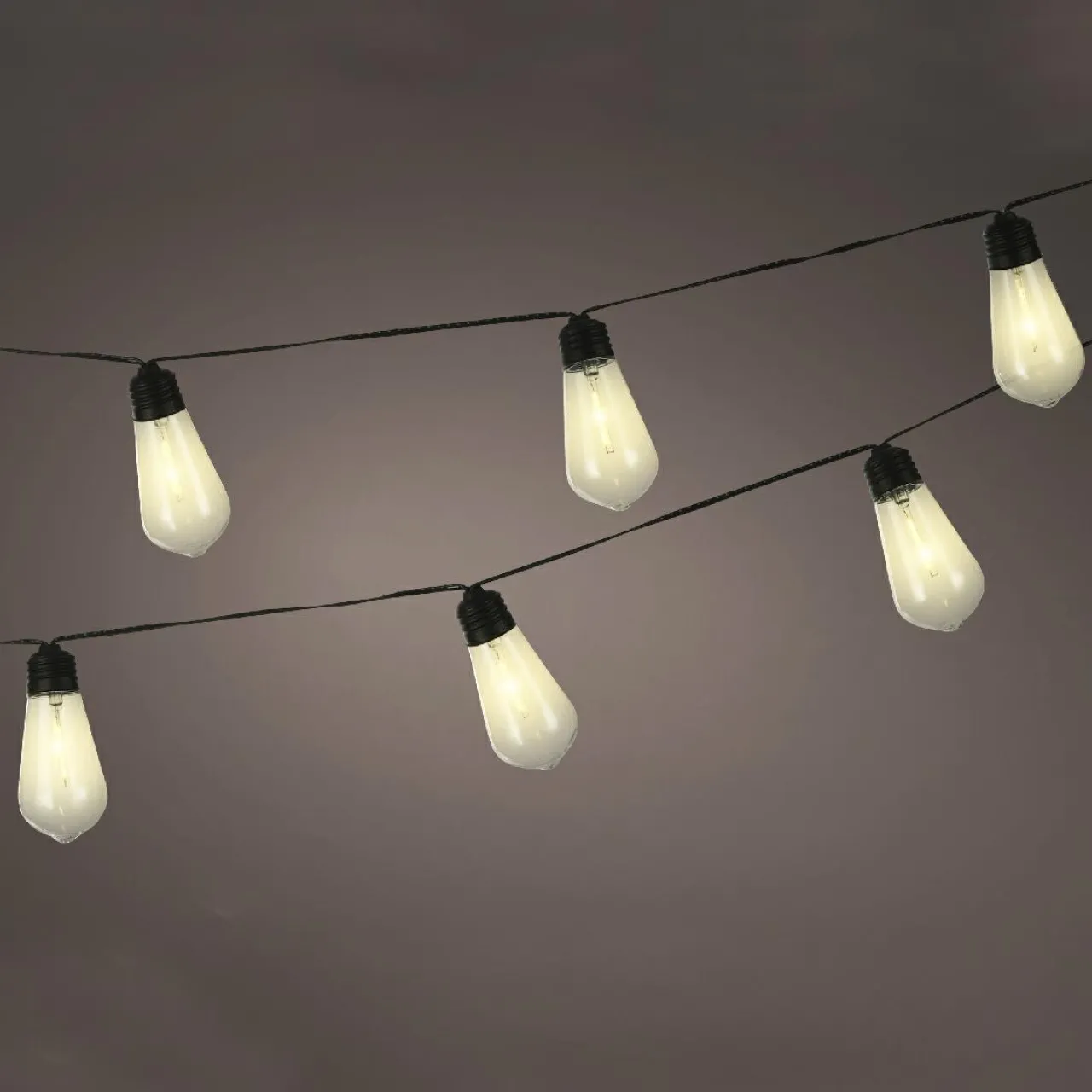 Luminaire Jardin|Eclairage Extérieur|#N/A Guirlande lumineuse solaire 1,8 m 10 LED Guinguette et blanc chaud Noir