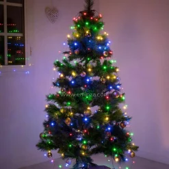 Guirlande Lumineuse|KAEMINGK Guirlande rideau pour sapin H2,10 m 672 Micro LED câble vert Multicolore Multicolore - câble vert