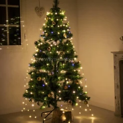 Guirlande Lumineuse|KAEMINGK Guirlande rideau pour sapin H2,10 m 672 Micro LED câble argent Blanc chaud Blanc Chaud - câble argent