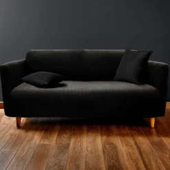 Housse De Canapé, Chaise|douceur d'intu017drieur Housse de canapé extensible effet gaufré (225 x 245 cm) Sacha Noir
