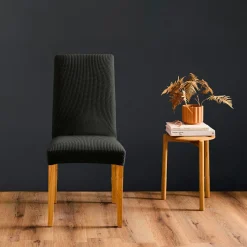 Housse De Canapé, Chaise|douceur d'intu017drieur Housse de Chaise extensible effet gaufré (40 x 40 cm) Sacha Noir