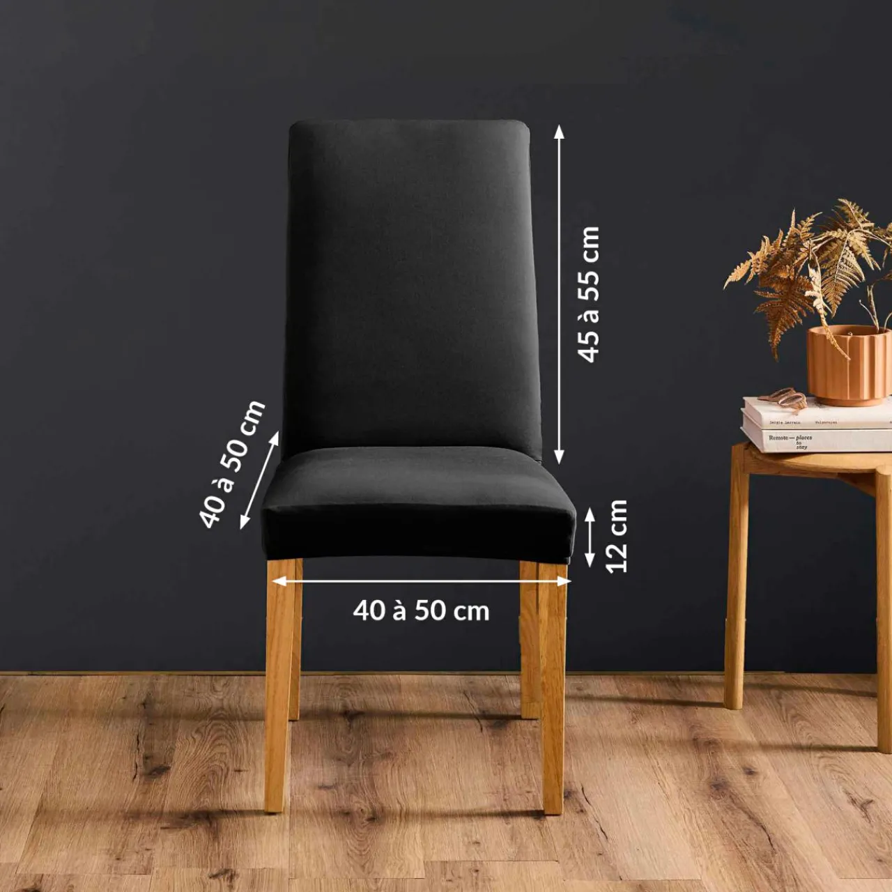 Housse De Canapé, Chaise|douceur d'intu017drieur Housse de chaise extensible (40 x 40 cm) Mila Noir