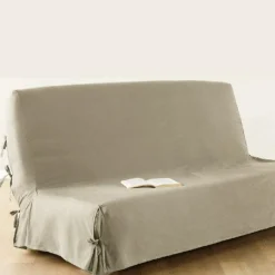 Housse De Canapé, Chaise|ATMOSPHERA Housse de clic-clac coton (110 x 200 cm) Carmina Beige Lin