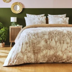 Housse De Couette|EMINZA Housse de couette coton (260 x 240 cm) Lara Marron