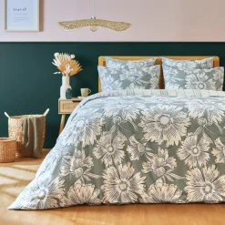 Housse De Couette|EMINZA Housse de couette coton (260 x 240 cm) Lara Vert