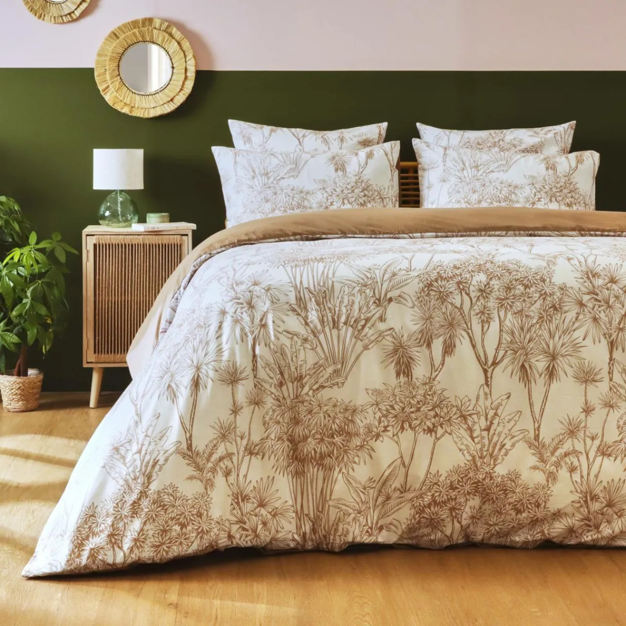 Housse De Couette|EMINZA Housse de couette coton (240 x 220 cm) Lara Marron