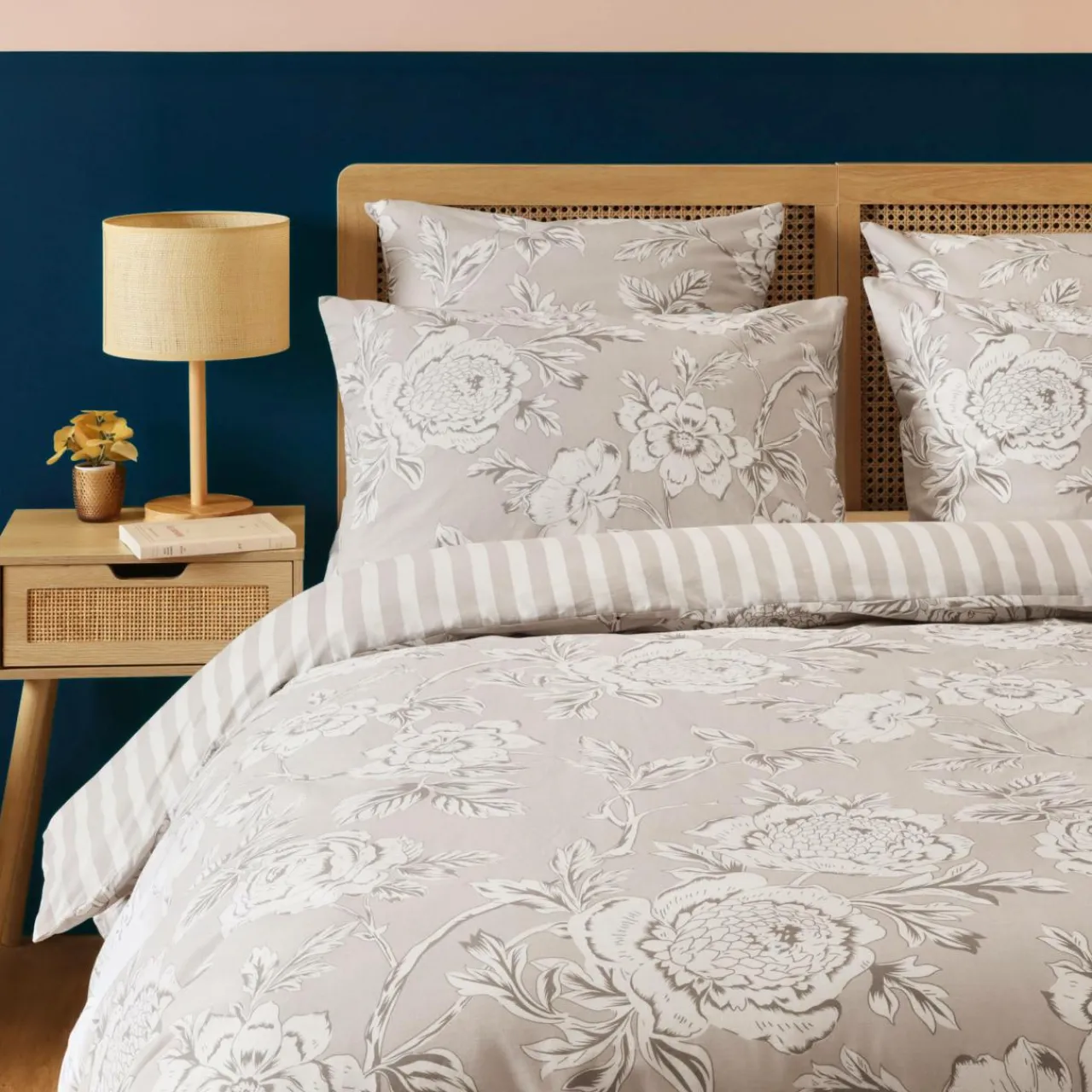 Housse De Couette|EMINZA Housse de couette coton (260 x 240 cm) Lara Beige