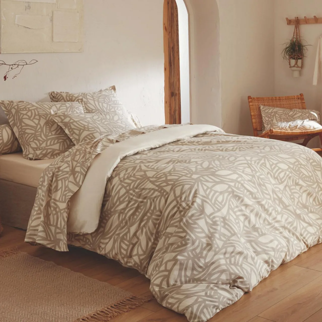 Housse De Couette|TRADILINGE Housse de couette coton lavé (200 x 200 cm) Séréna Beige