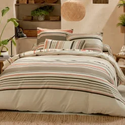 Housse De Couette|TRADI LINGE Housse de couette coton lavé (280 x 240 cm) Hugo Corail Orange