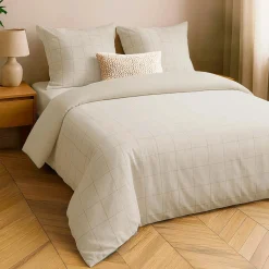 Parure De Lit|Housse De Couette|douceur d'intu017drieur Housse de couette et deux taies d'oreiller coton lavé (260 x 240 cm) Linella Ivoire