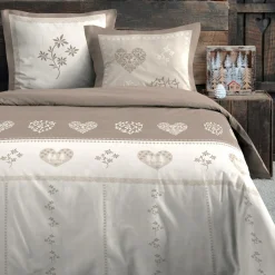 Parure De Lit|STOF Housse de couette et deux taies d'oreiller en coton (260 x 240 cm) Modane Ecru