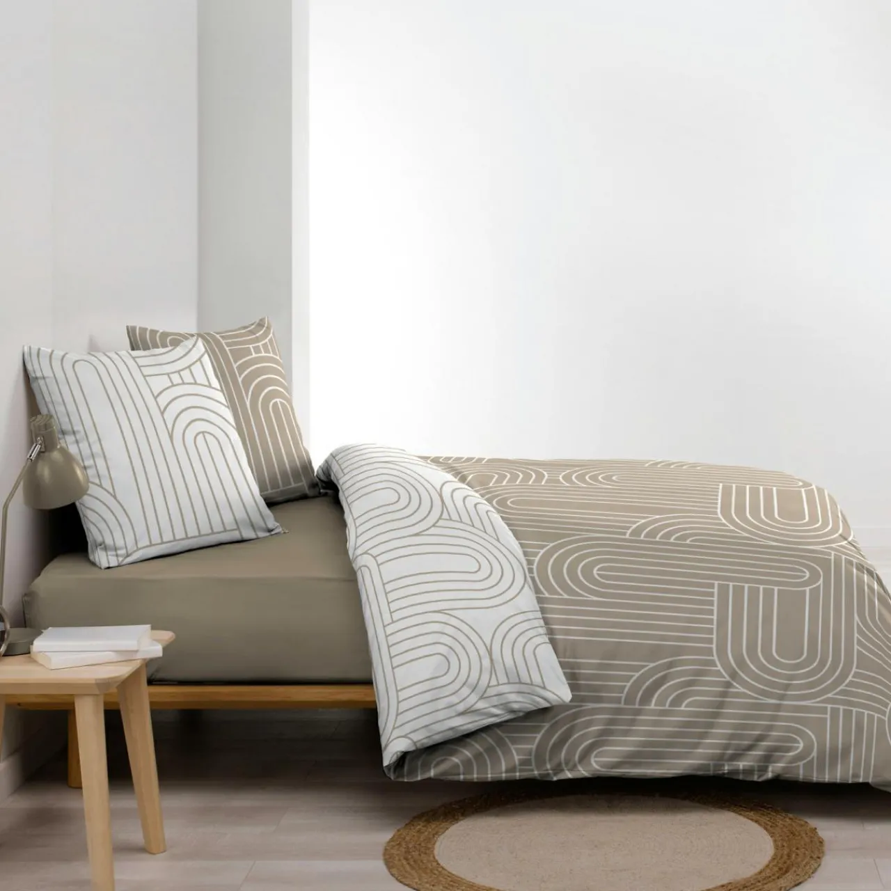 Parure De Lit|Housse De Couette|douceur d'intu017drieur Housse de couette et deux taies d'oreiller en coton (240 x 220 cm) Modul Beige