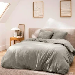Parure De Lit|Housse De Couette|douceur d'intu017drieur Housse de couette et deux taies d'oreiller coton (240 x 220 cm) Meline Gris Anthracite