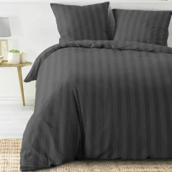 Parure De Lit|Housse De Couette|douceur d'intu017drieur Housse de couette et deux taies microfibre (240 x 220 cm) Cleo Gris Anthracite