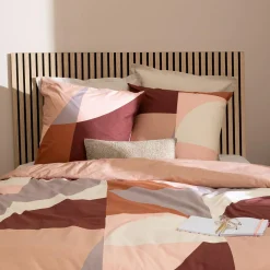 Parure De Lit|Housse De Couette|Atmosphera, cru017dateur d'intu017drieur Housse de couette et deux taies percale de coton (260 x 240 cm) Tatia Terracotta