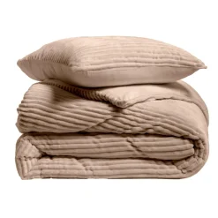 Parure De Lit|Housse De Couette|douceur d'intu017drieur Housse de couette et deux taies d'oreiller flanelle (240 x 220 cm) Veloutea sable Beige