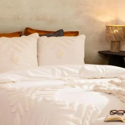 Parure De Lit|Housse De Couette|Atmosphera, cru017dateur d'intu017drieur Housse de couette et deux taies coton lavé (240 x 220 cm) Inu Ecru