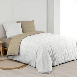 Parure De Lit|Housse De Couette|douceur d'intu017drieur Housse de couette et deux taies d'oreiller en coton (200 x 200 cm) Cadria Blanc