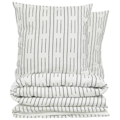 Parure De Lit|Housse De Couette|Atmosphera, cru017dateur d'intu017drieur Housse de couette et deux taies coton (260 x 240 cm) Dobby Grise Blanc