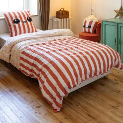 Linge De Lit Enfant|Linge De Lit Enfant|L'EFFET PAPILLON Housse de couette et deux taies enfant coton (200 x 200 cm) Fresh popcorn Rouge